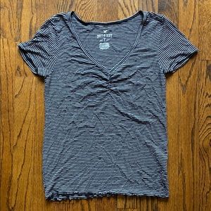 American Eagle cinch front, striped t shirt, XS
